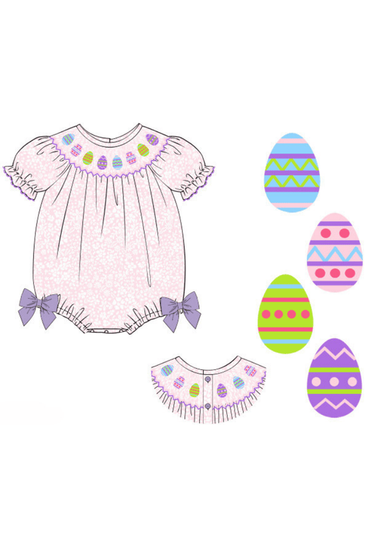 The Smocked Flamingo Apparel & Accessories Pre-Order Smocked Pink Floral Easter Egg Bubble