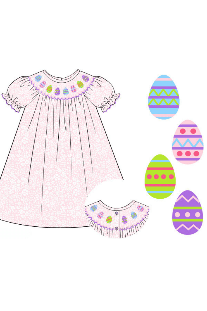 The Smocked Flamingo Apparel & Accessories Pre-Order Smocked Pink Floral Easter Egg Dress