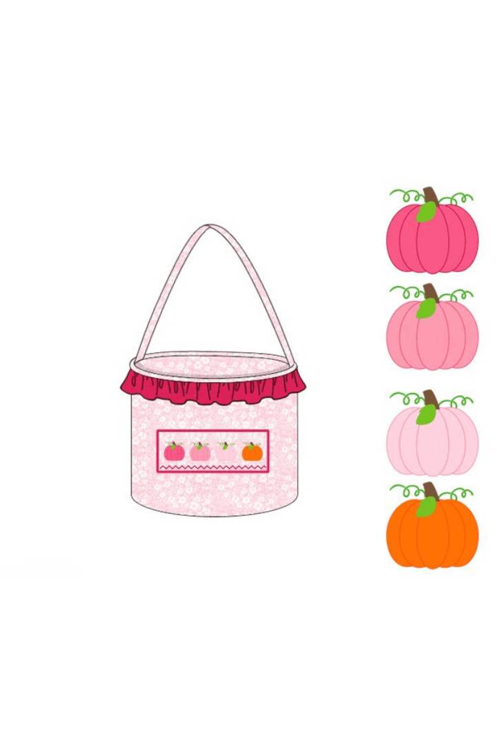 The Smocked Flamingo Apparel & Accessories Pre-Order Smocked Pink Floral Pumpkin Treat Basket