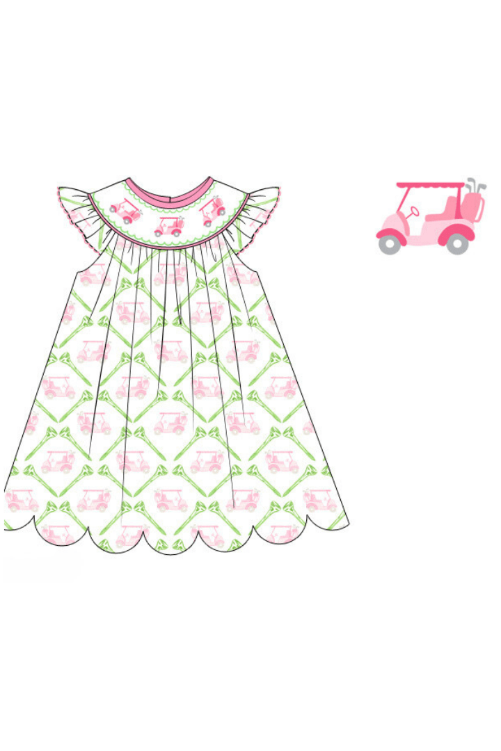 The Smocked Flamingo Apparel & Accessories Pre-Order Smocked Pink Golf Cart Dress