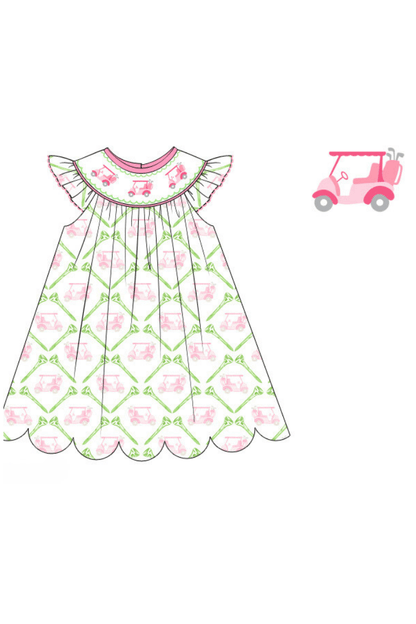 The Smocked Flamingo Apparel & Accessories Pre-Order Smocked Pink Golf Cart Dress