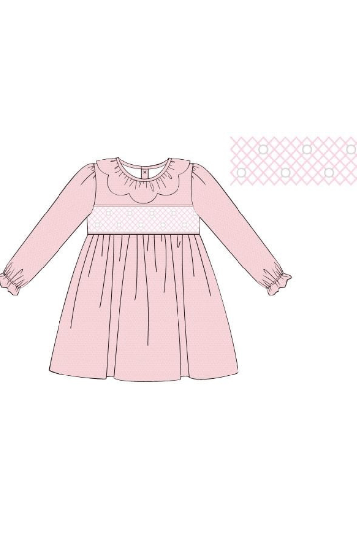 The Smocked Flamingo Apparel & Accessories Pre-Order Smocked Pink Honeycomb Pearl Dress