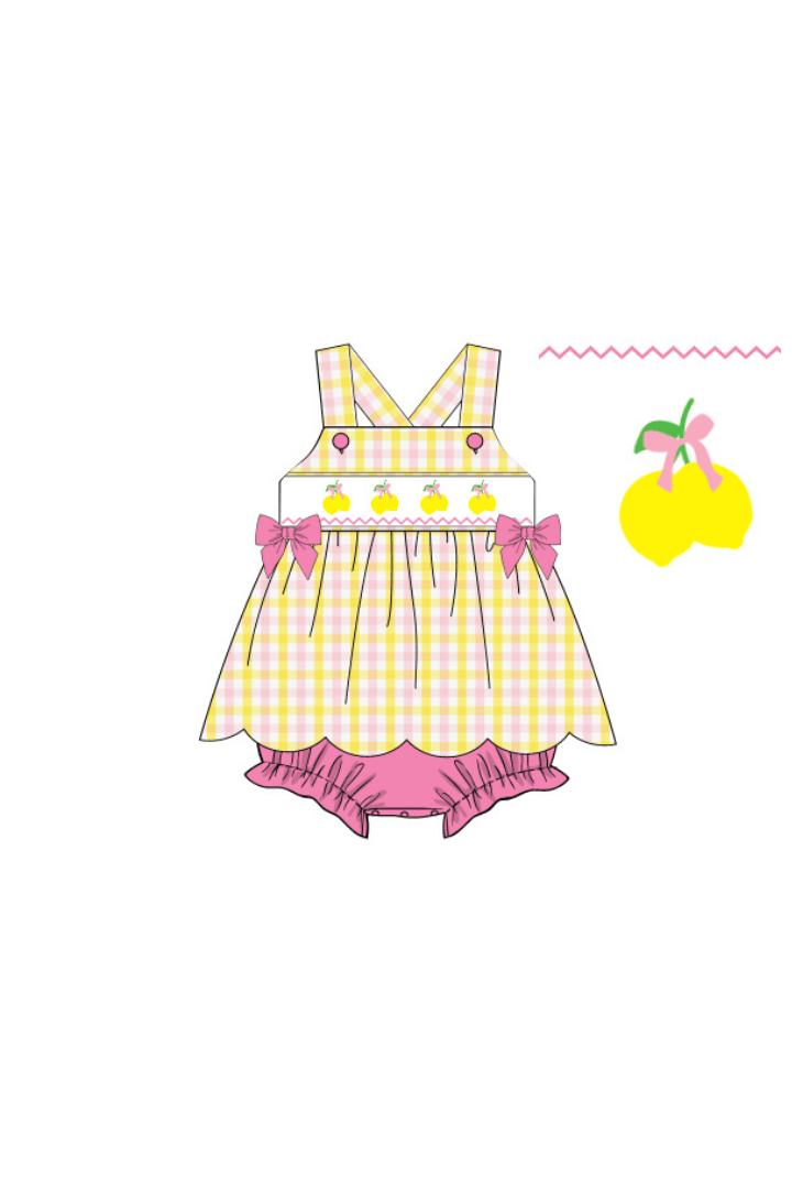 The Smocked Flamingo Apparel & Accessories Pre-Order Smocked Pink Lemonade Scalloped Skirted Bubble