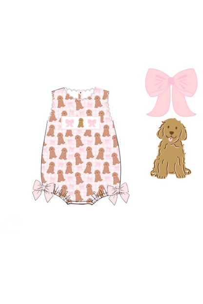 The Smocked Flamingo Apparel & Accessories Pre-Order Smocked Pink Pups and Bows Bubble
