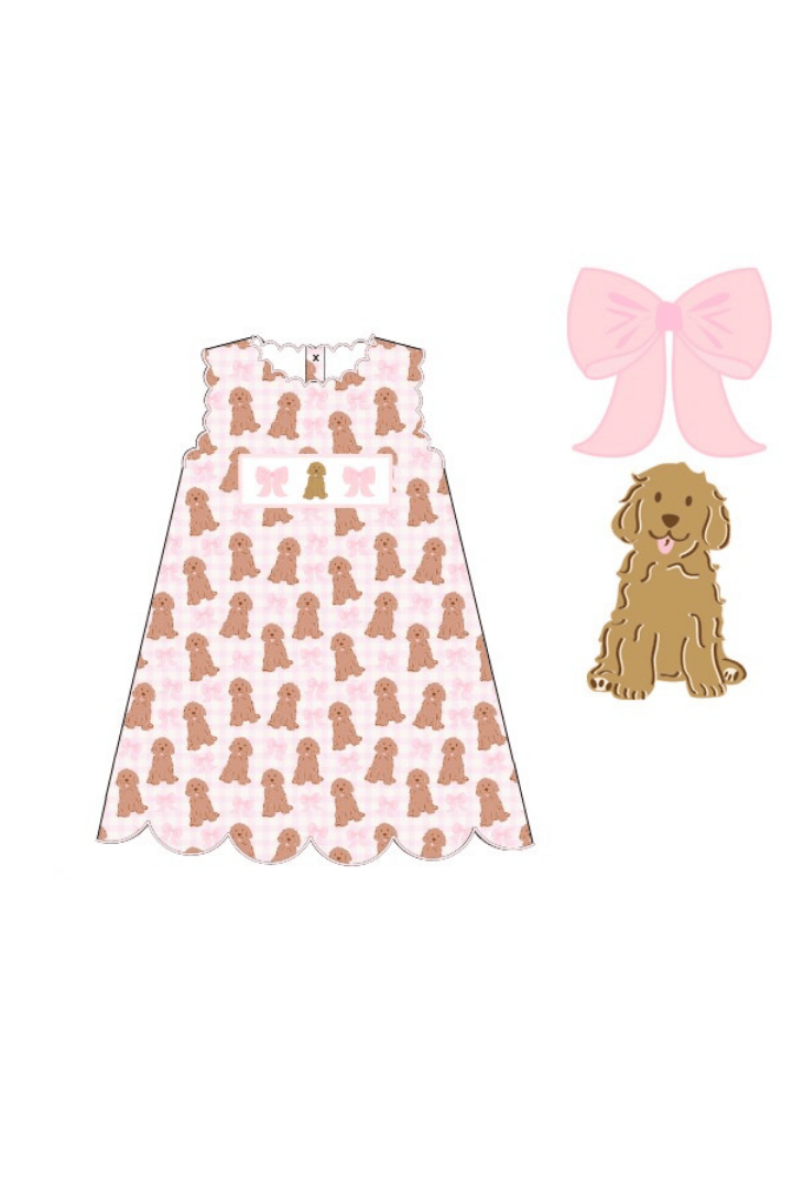 The Smocked Flamingo Apparel & Accessories Pre-Order Smocked Pink Pups and Bows Dress