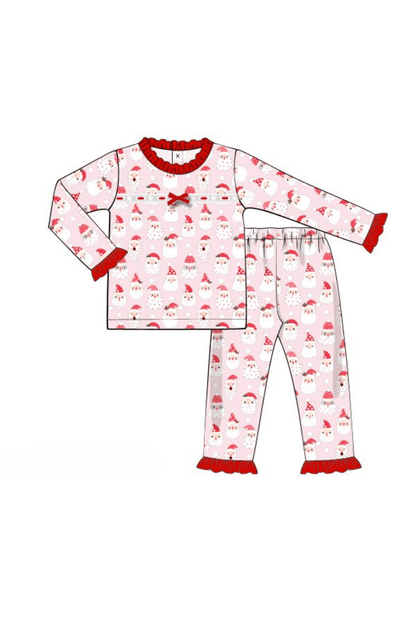 The Smocked Flamingo Apparel & Accessories Pre-Order Smocked Pink Santa Ruffle Pajama Set