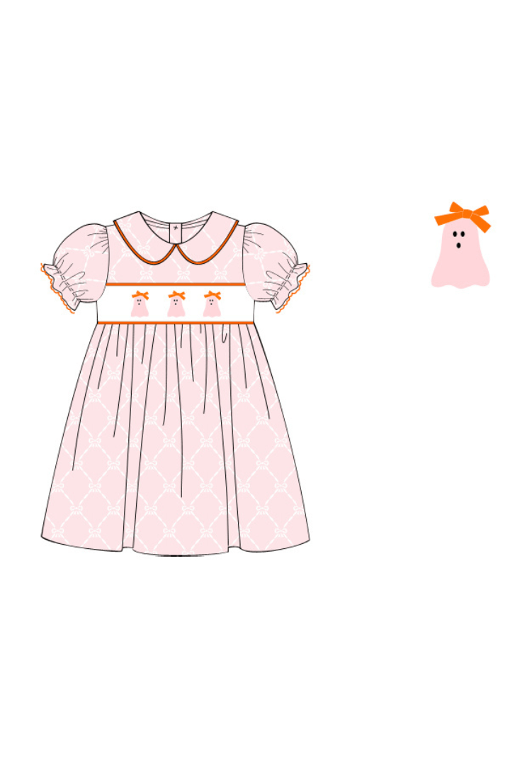 The Smocked Flamingo Apparel & Accessories Pre-Order Smocked Pink Trellis Ghost Dress