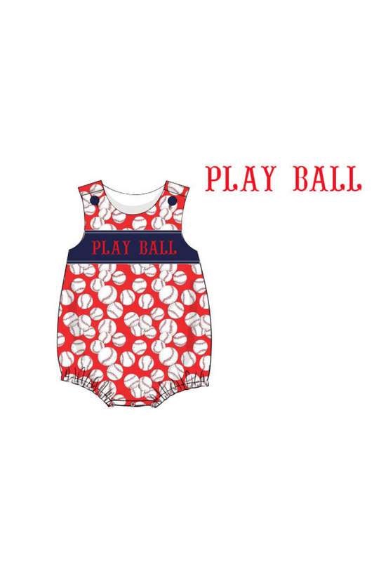 The Smocked Flamingo Apparel & Accessories Pre-Order Smocked Play Ball Navy/Red Bubble