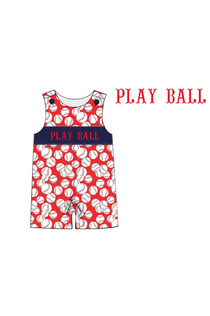 The Smocked Flamingo Apparel & Accessories Pre-Order Smocked Play Ball Navy/Red Jon Jon