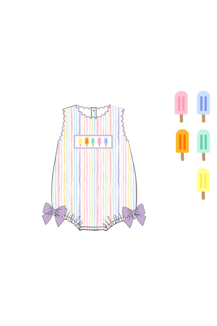 The Smocked Flamingo Apparel & Accessories Pre-Order Smocked Popsicle Striped Bubble