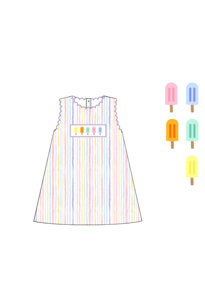 The Smocked Flamingo Apparel & Accessories Pre-Order Smocked Popsicle Striped Dress