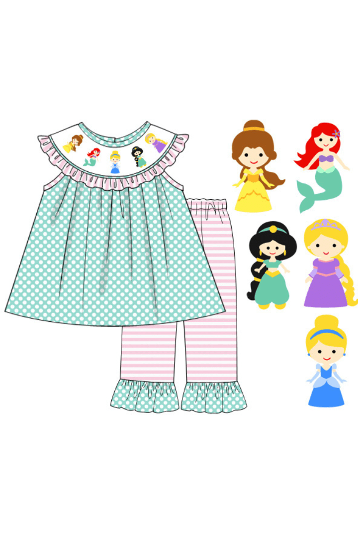 The Smocked Flamingo Apparel & Accessories Pre-Order Smocked Princess Polka Dot Bishop Pants Set