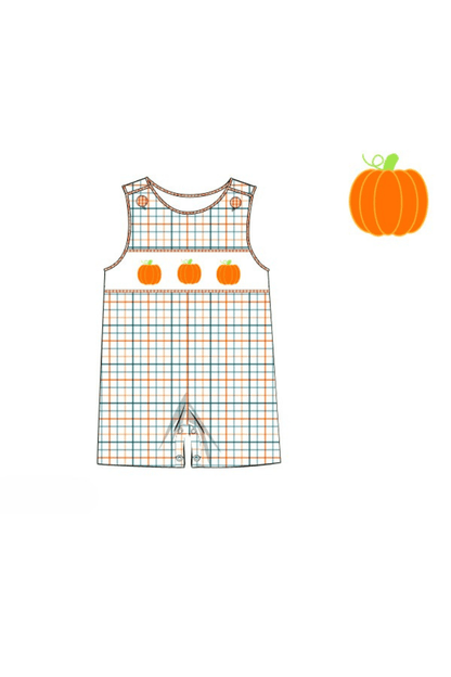 The Smocked Flamingo Apparel & Accessories Pre-Order Smocked Pumpkin Fall Plaid Jon Jon