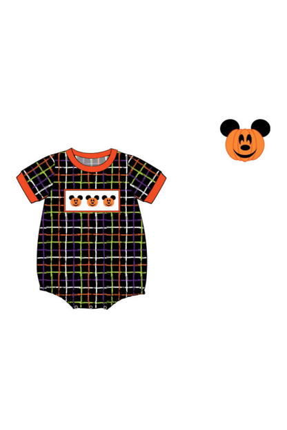 The Smocked Flamingo Apparel & Accessories Pre-Order Smocked Pumpkin Mouse Plaid Bubble