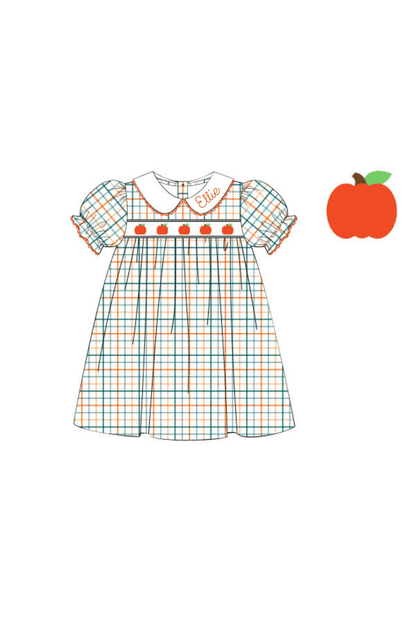 The Smocked Flamingo Apparel & Accessories Pre-Order Smocked Pumpkin Plaid Peter Pan Dress