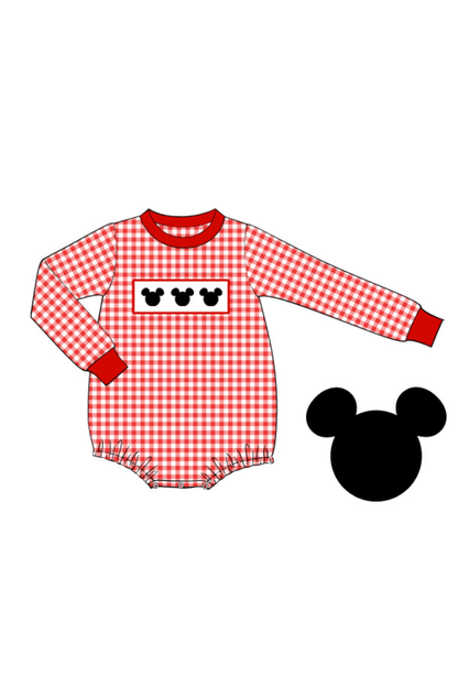 The Smocked Flamingo Apparel & Accessories Pre-Order Smocked Red Gingham Mouse Bubble