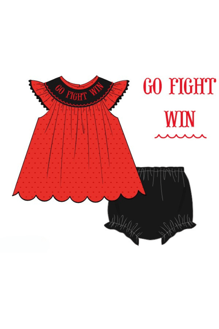 The Smocked Flamingo Apparel & Accessories Pre-Order Smocked Red Swiss Dot Bloomer Set