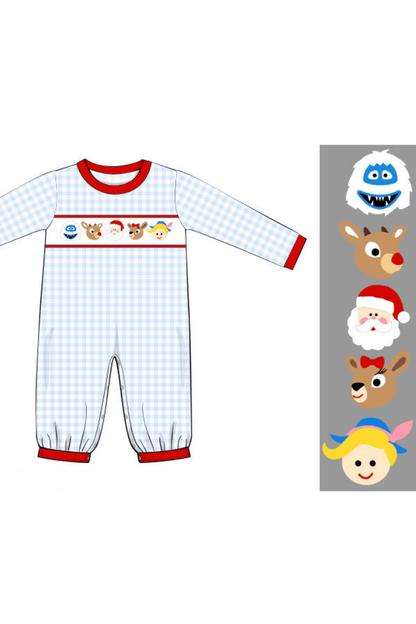 The Smocked Flamingo Apparel & Accessories Pre-Order Smocked Reindeer Friends Gingham Romper