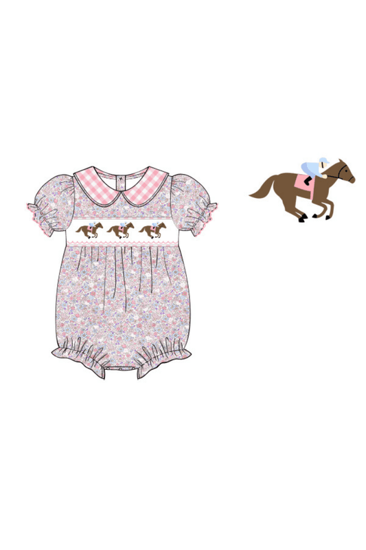 The Smocked Flamingo Apparel & Accessories Pre-Order Smocked Run For The Roses Floral Bubble