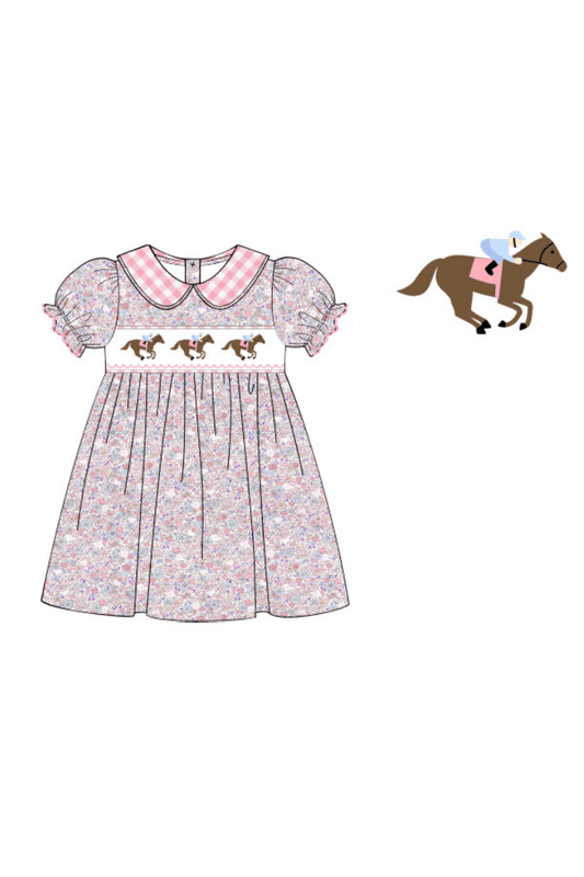 The Smocked Flamingo Apparel & Accessories Pre-Order Smocked Run For The Roses Floral Dress