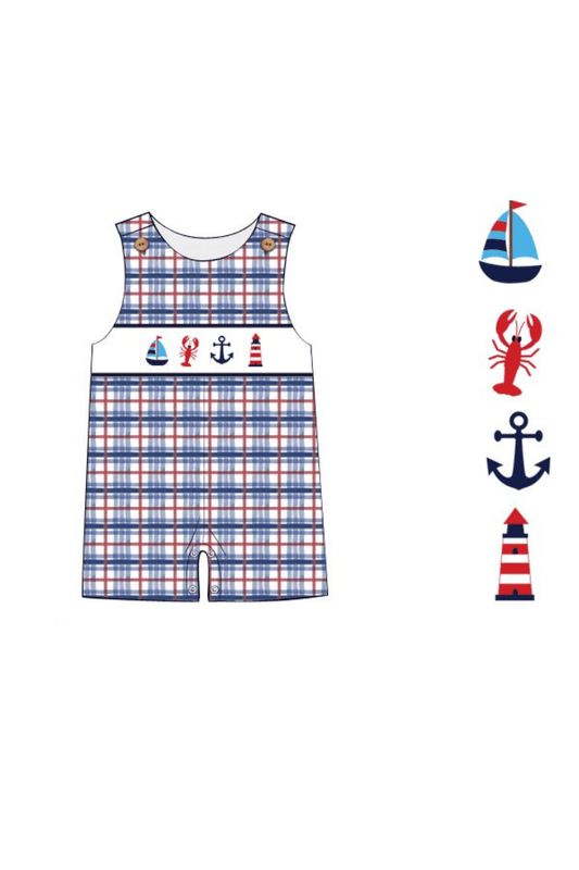 The Smocked Flamingo Apparel & Accessories Pre-Order Smocked Sailboat Plaid Jon Jon
