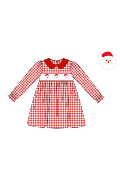 The Smocked Flamingo Apparel & Accessories Pre-Order Smocked Santa Red Gingham Dress