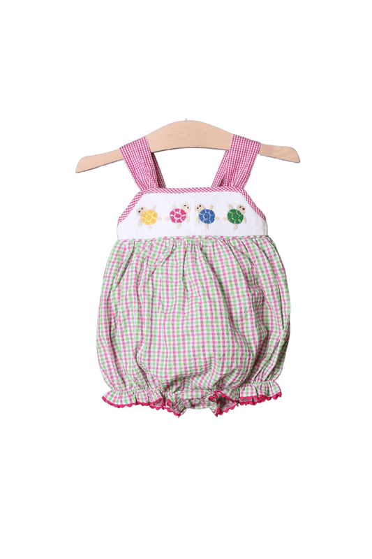 The Smocked Flamingo Apparel & Accessories Pre-Order Smocked Sea Turtle Seersucker Bubble