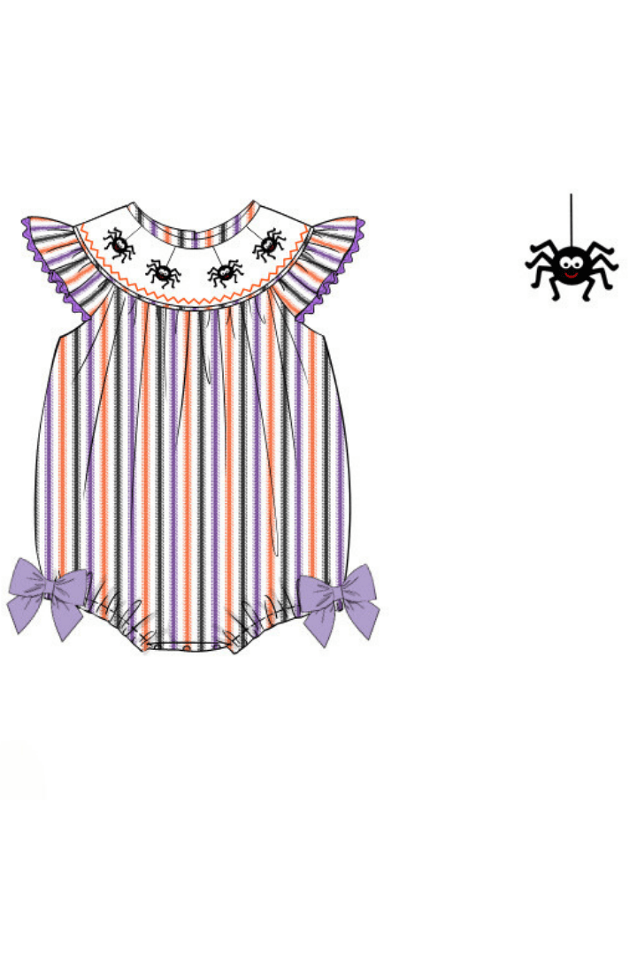 The Smocked Flamingo Apparel & Accessories Pre-Order Smocked Silly Stripe Spider Bubble