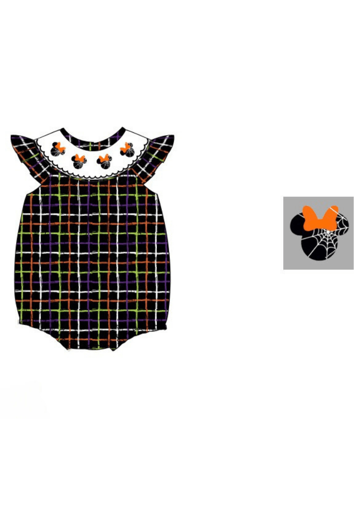 The Smocked Flamingo Apparel & Accessories Pre-Order Smocked Spider Mouse Plaid Bubble