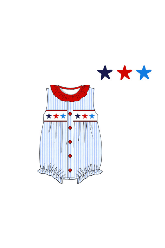 The Smocked Flamingo Apparel & Accessories Pre-Order Smocked Stars and Stripes Blue/Red Bubble