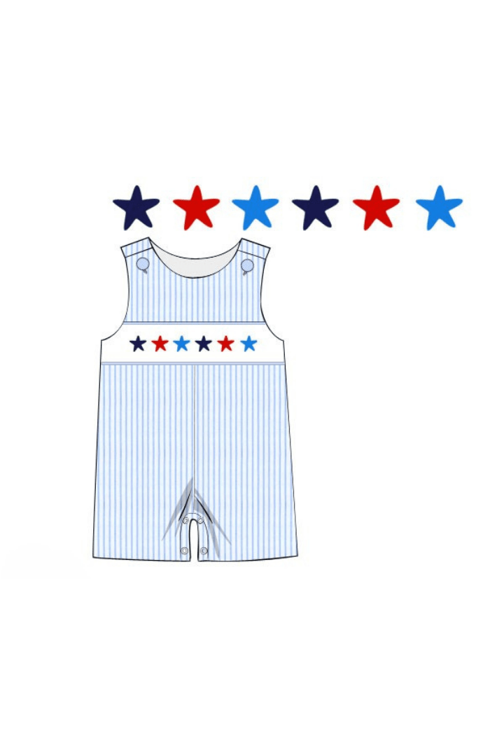 The Smocked Flamingo Apparel & Accessories Pre-Order Smocked Stars and Stripes Blue/Red Jon Jon