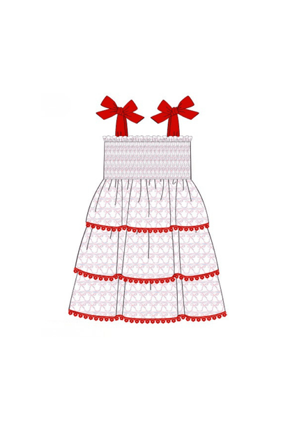 The Smocked Flamingo Apparel & Accessories Pre-Order Smocked Stars & Bows Tie Shoulder Dress