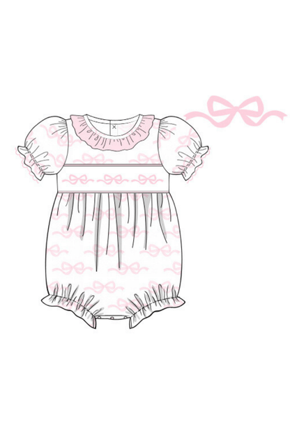 The Smocked Flamingo Apparel & Accessories Pre-Order Smocked Sweet Bow Short Sleeve Bubble