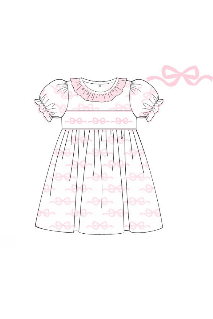 The Smocked Flamingo Apparel & Accessories Pre-Order Smocked Sweet Bow Short Sleeve Dress