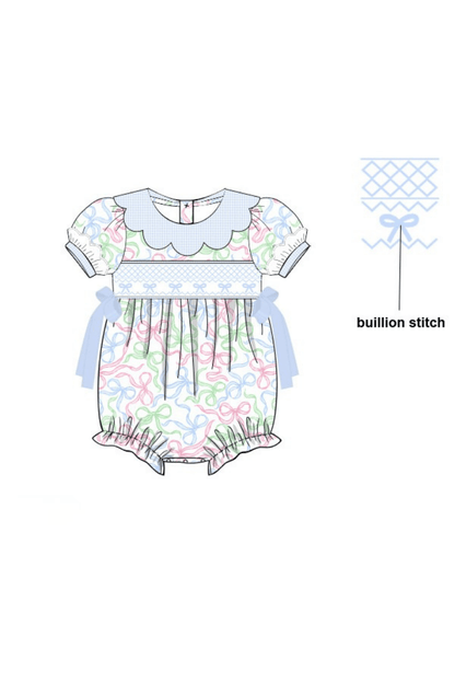The Smocked Flamingo Apparel & Accessories Pre-Order Smocked Sweet Bows Scalloped Bubble