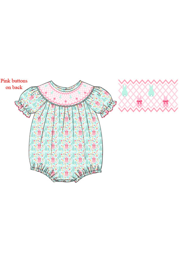 The Smocked Flamingo Apparel & Accessories Pre-Order Smocked Sweet Bunny Heirloom Bubble