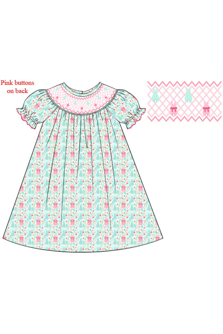 The Smocked Flamingo Apparel & Accessories Pre-Order Smocked Sweet Bunny Heirloom Dress