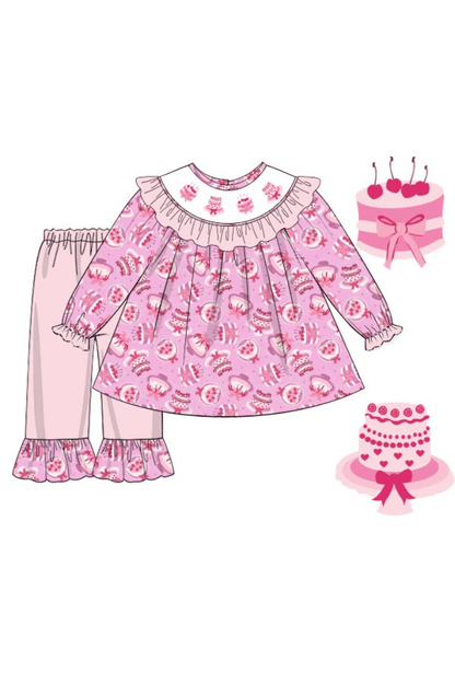 The Smocked Flamingo Apparel & Accessories Pre-Order Smocked Sweet Cakes Bishop Pant Set