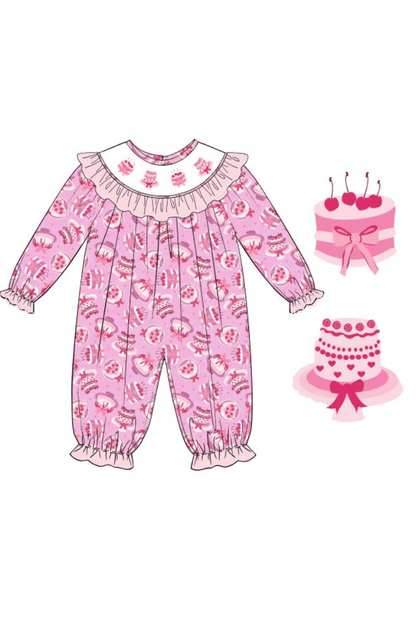 The Smocked Flamingo Apparel & Accessories Pre-Order Smocked Sweet Cakes Bishop Romper