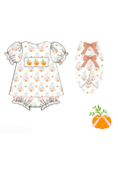 The Smocked Flamingo Apparel & Accessories Pre-Order Smocked Sweet Pumpkin Skirted Bubble