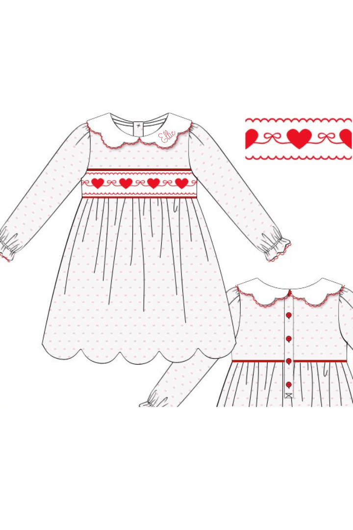 The Smocked Flamingo Apparel & Accessories Pre-Order Smocked Sweetheart Bow Pink Swiss Dot Dress