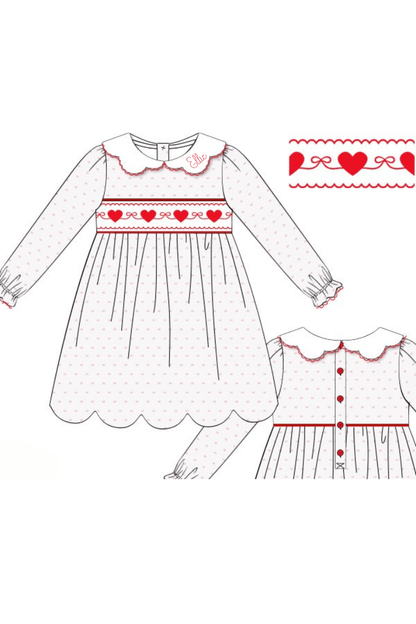 The Smocked Flamingo Apparel & Accessories Pre-Order Smocked Sweetheart Bow Pink Swiss Dot Dress