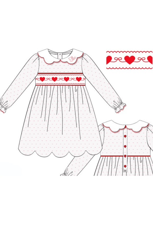 The Smocked Flamingo Apparel & Accessories Pre-Order Smocked Sweetheart Bow Pink Swiss Dot Dress