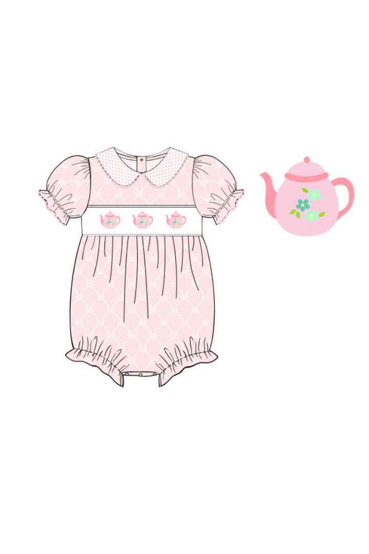 The Smocked Flamingo Apparel & Accessories Pre-Order Smocked Tea Party Pink Bubble