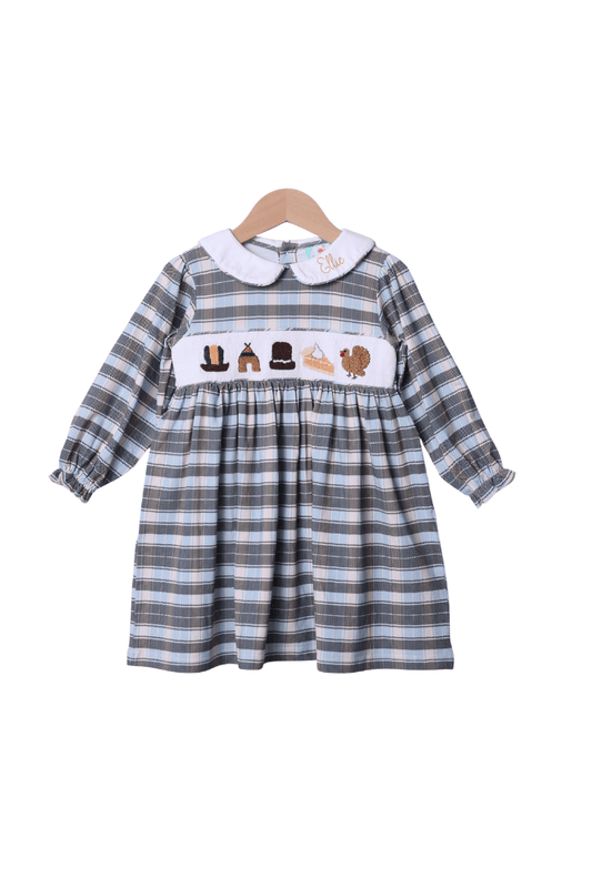 The Smocked Flamingo Apparel & Accessories Pre-Order Smocked Thanksgiving Feast Plaid Dress