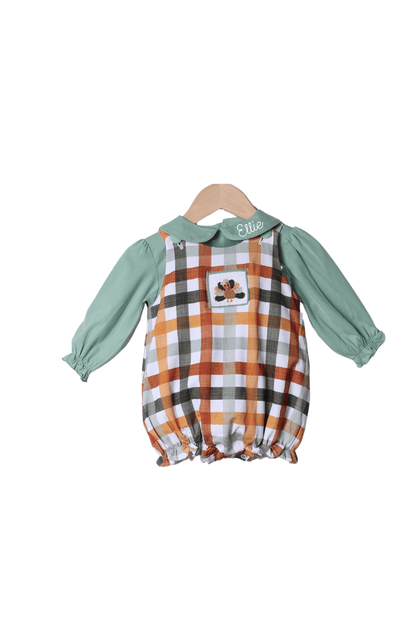 The Smocked Flamingo Apparel & Accessories Pre-Order Smocked Turkey Fall Plaid Bubble/Shirt