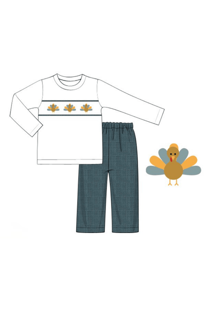 The Smocked Flamingo Apparel & Accessories Pre-Order Smocked Turkey Linen Pant Set