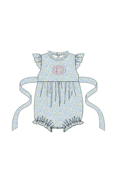 The Smocked Flamingo Apparel & Accessories Pre-Order Spring Floral Flutter Sleeve Bubble