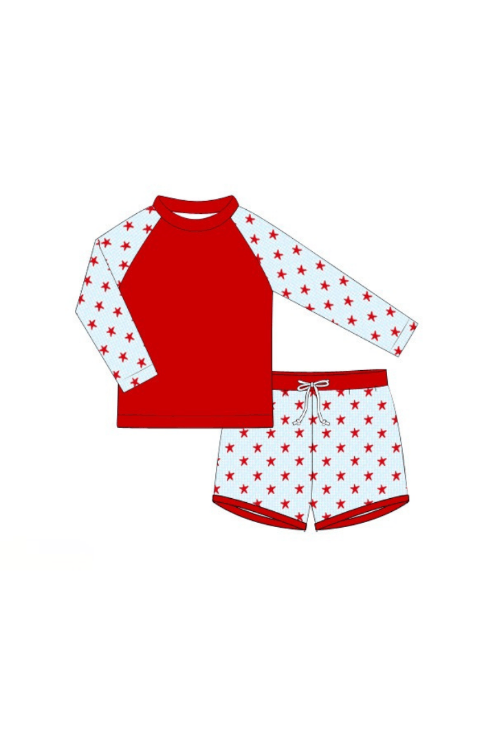 The Smocked Flamingo Apparel & Accessories Pre-Order Star Spangled Rashguard 2pc Trunks