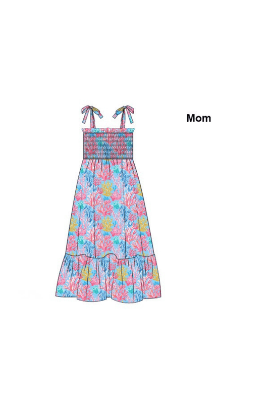 The Smocked Flamingo Apparel & Accessories Pre-Order Summer Coral Knit Mom Dress